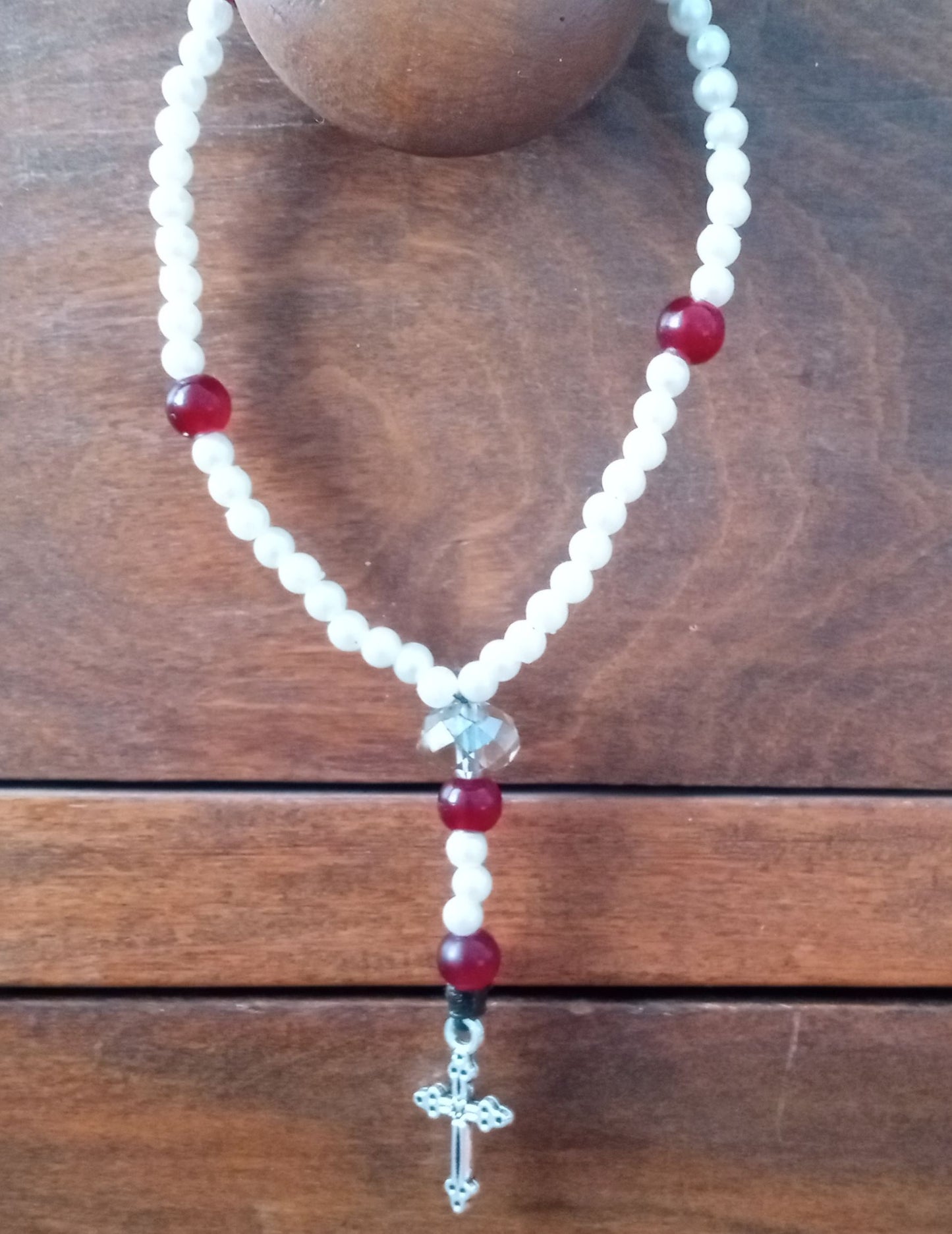 Cherry Crystaled Pocket Rosary for Daily Spirituality