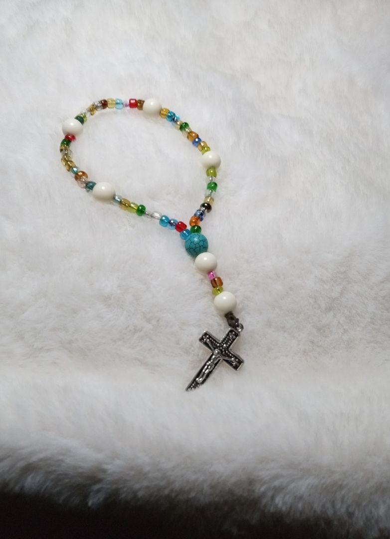 Colorful pocket rosary. Handcrafted with love.